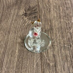 Vintage Glass Baron Miniature Cat w/ Rose Gold Accent Valentines Made in USA